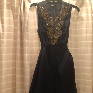 Akiko navy tie back beaded dress size medium